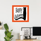 "HAPPY HALLOWEEN" BLACK CAT POSTER (Thuiskantoor)