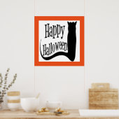 "HAPPY HALLOWEEN" BLACK CAT POSTER (Keuken)