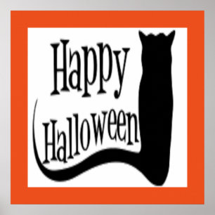 "HAPPY HALLOWEEN" BLACK CAT POSTER