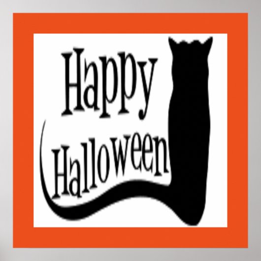 "HAPPY HALLOWEEN" BLACK CAT POSTER (Voorkant)