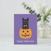 Happy Halloween Black Cat Pumpkin Briefkaart (Staand voorkant)