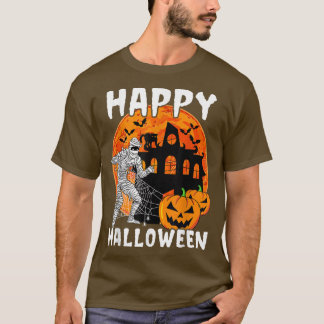 Happy Halloween Black Cat Pumpkin Mummy Bats Haunt T-shirt