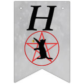 Happy Halloween Black Cat Red Pentagram Grey Vlaggetjes (Tweede vlag)