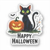 Happy Halloween Black Cat Rescue T-shirt Pompoen Sticker (Voorkant)