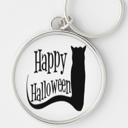 "HAPPY HALLOWEEN" BLACK CAT SLEUTELHANGER (Voorkant)