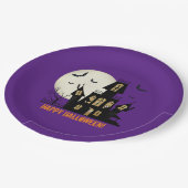 Happy Halloween Black Cat Spooky Haunted House Papieren Bordje (Gekanteld)