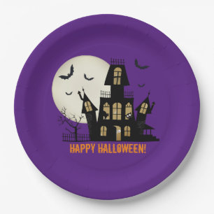 Happy Halloween Black Cat Spooky Haunted House Papieren Bordje