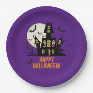Happy Halloween Black Cat Spooky Haunted House Papieren Bordje