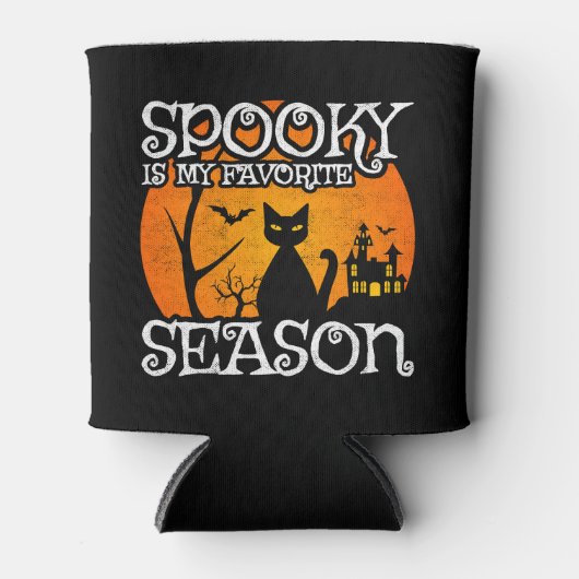 Happy Halloween Black Cat Spooky Seizoen Grappige  Blikjeskoeler (Voorkant)