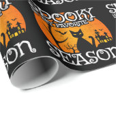 Happy Halloween Black Cat Spooky Seizoen Grappige Cadeaupapier (Rol Hoek)