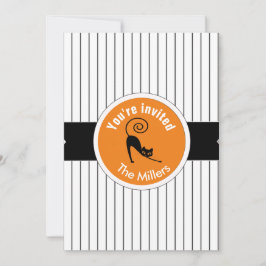 Happy Halloween Black Cat & Stripes ID686 Kaart