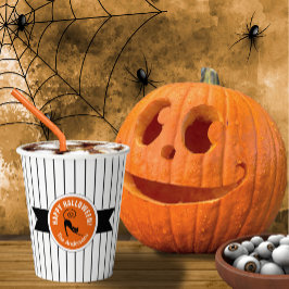 Happy Halloween Black Cat & Stripes ID686 Papieren Bekers