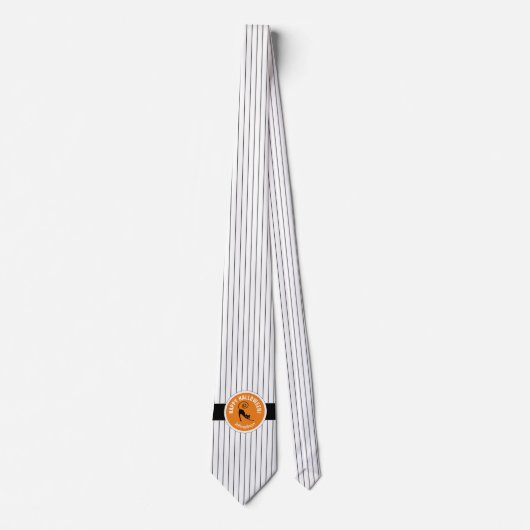 Happy Halloween Black Cat & Stripes ID686 Stropdas (Voorkant)