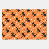 Happy Halloween Black Cat Stripes Polkadots Inpakpapier Vel (Voorkant 3)