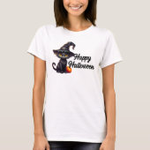 Happy Halloween Black Cat T-shirt (Voorkant)
