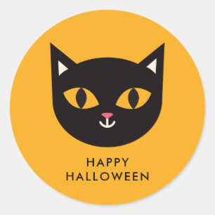 Happy Halloween Black Cat Trick or treat Ronde Sticker