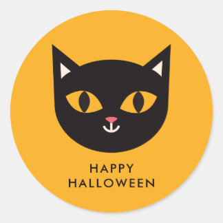 Happy Halloween Black Cat Trick or treat Ronde Sticker