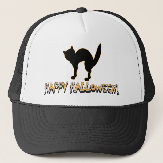 Happy Halloween Black Cat Trucker Pet (Voorkant)