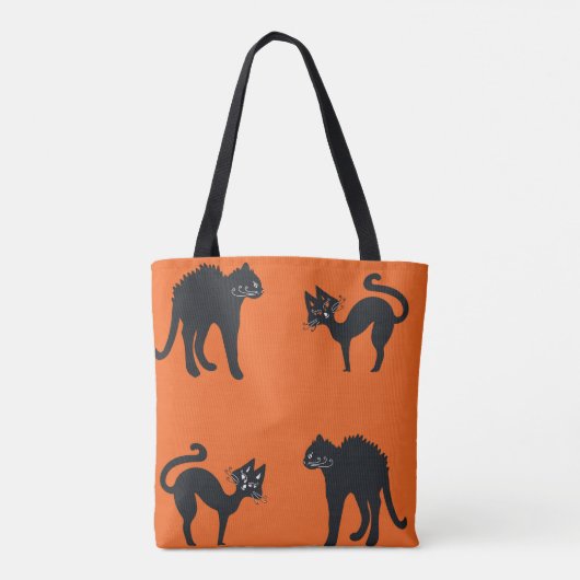 Happy Halloween Black Cats Canvas tas (Achterkant)