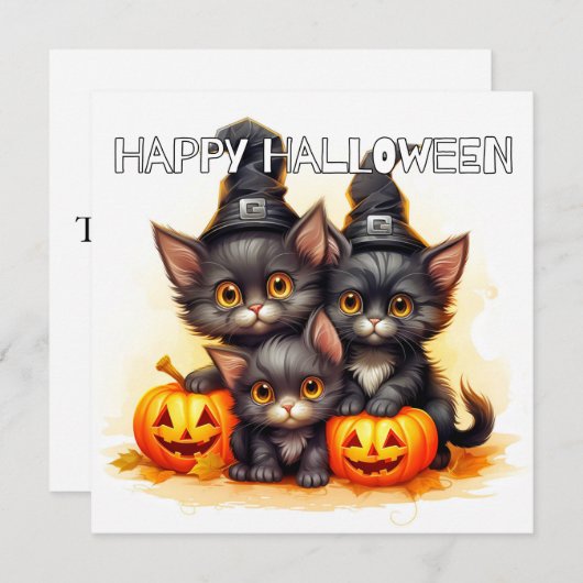 Happy Halloween Black Cats Kaart (Voorkant / Achterkant)