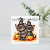 Happy Halloween Black Cats Kaart (Staand voorkant)