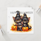 Happy Halloween Black Cats Kaart (Voorkant / Achterkant in situ)