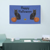 Happy Halloween Black Cats Pumpkins op Blue Spandoek (Beurs)
