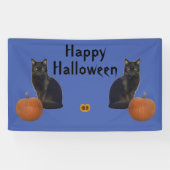 Happy Halloween Black Cats Pumpkins op Blue Spandoek (Horizontaal)