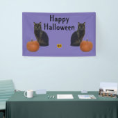 Happy Halloween Black Cats Pumpkins op Paars Spandoek (Beurs)
