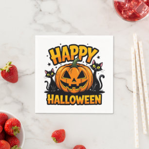 Happy Halloween Black Cats Servet