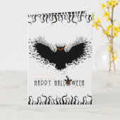 Happy Halloween Black Concept Owl Illustratie Kaart (Gele Bloem)