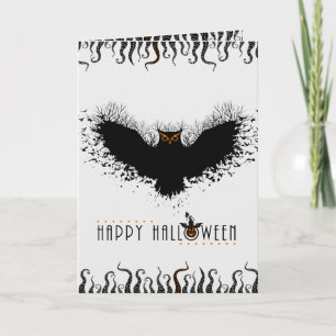 Happy Halloween Black Concept Owl Illustratie Kaart