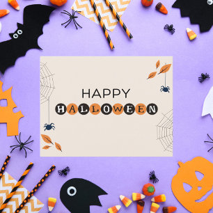 Happy Halloween Black en Oranje Spooky Spider Feestdagenkaart