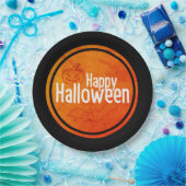 Happy Halloween Black en Sinaasappel Papieren Bordje (Feest)