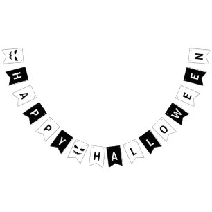 Happy Halloween Black en White Vlaggetjes