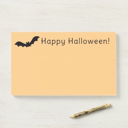 Happy Halloween Black Flying Bat Oranje Opmerkinge Post-it® Notes (Op bureau)
