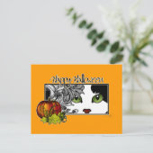 Happy Halloween Black in White Cat Briefkaart (Staand voorkant)