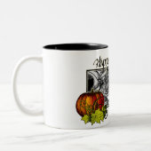 Happy Halloween Black in White Cat Tweekleurige Koffiemok (Links)