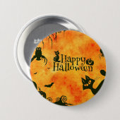 Happy Halloween Black Kat Ronde Button 7,6 Cm (Voorkant /achterkant)