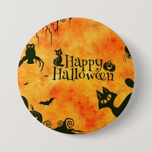 Happy Halloween Black Kat Ronde Button 7,6 Cm (Voorkant)