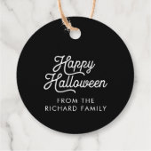 Happy Halloween Black met witte tekst Bedankjes Labels (Achterkant)
