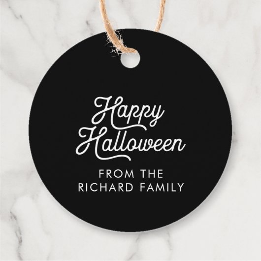 Happy Halloween Black met witte tekst Bedankjes Labels (Achterkant)