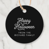 Happy Halloween Black met witte tekst Bedankjes Labels (Voorkant)