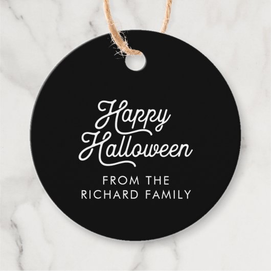Happy Halloween Black met witte tekst Bedankjes Labels (Voorkant)