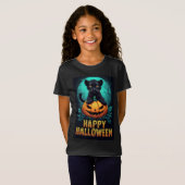 Happy Halloween Black Panther Kitten T-shirt (Voorkant volledig)