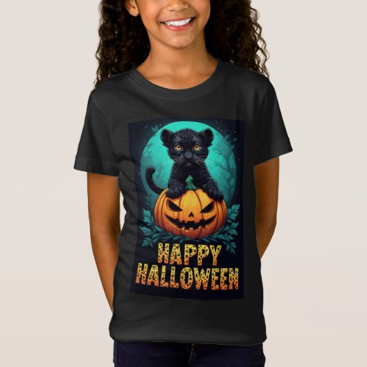 Happy Halloween Black Panther Kitten T-shirt (Voorkant)