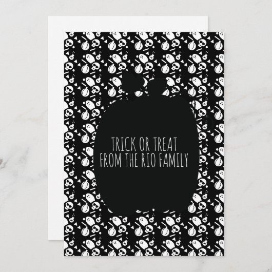 Happy Halloween Black Pumpkin Skull Pattern Kaart (Voorkant / Achterkant)