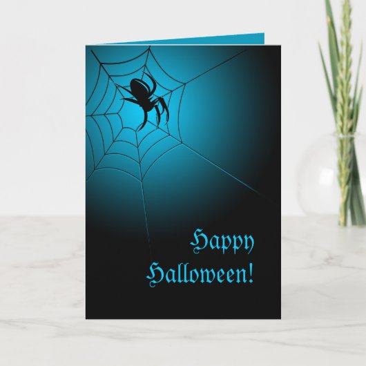 Happy Halloween Black Spider op het web Kaart (Voorkant)