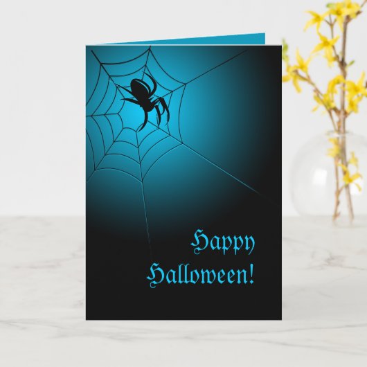 Happy Halloween Black Spider op het web Kaart (Gele Bloem)