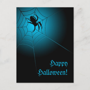Happy Halloween Black Spider op internet Briefkaart